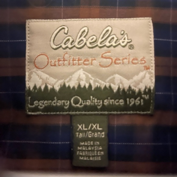 Mens Cabelas Button Down Plaid Outfitter Series Shirt Long Sleeve X Large - Picture 2 of 2